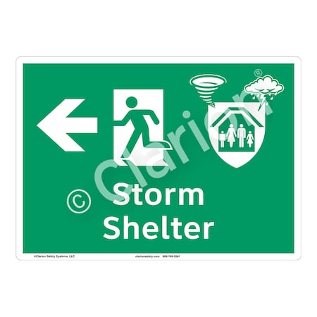 ANSI/ISO Compliant Storm Shelter Safety Signs Indoor/Outdoor Plastic (BJ) 14 X 10